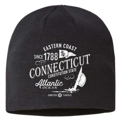 Connecticut Ct Vintage Nautical Sailing Design Sustainable Beanie