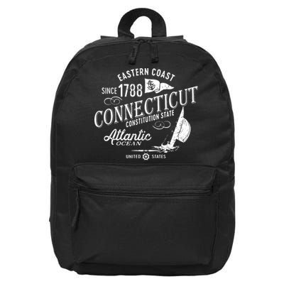 Connecticut Ct Vintage Nautical Sailing Design 16 in Basic Backpack