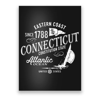 Connecticut Ct Vintage Nautical Sailing Design Poster