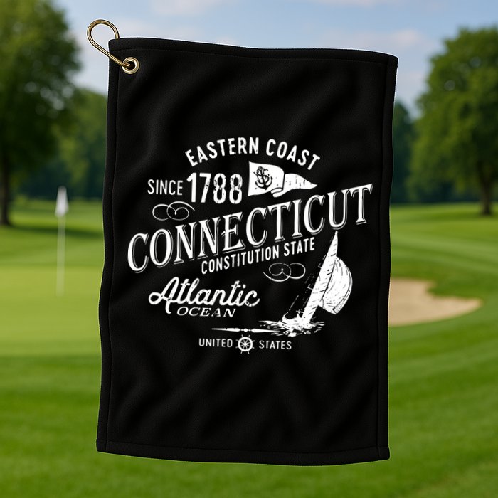 Connecticut Ct Vintage Nautical Sailing Design Golf Towel