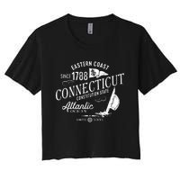 Connecticut Ct Vintage Nautical Sailing Design Women's Crop Top Tee