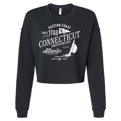 Connecticut Ct Vintage Nautical Sailing Design Cropped Pullover Crew