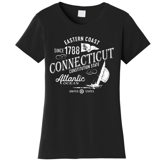 Connecticut Ct Vintage Nautical Sailing Design Women's T-Shirt