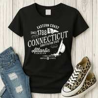Connecticut Ct Vintage Nautical Sailing Design Womens T-Shirt