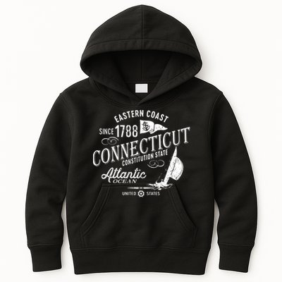 Connecticut Ct Vintage Nautical Sailing Design Kids Hoodie