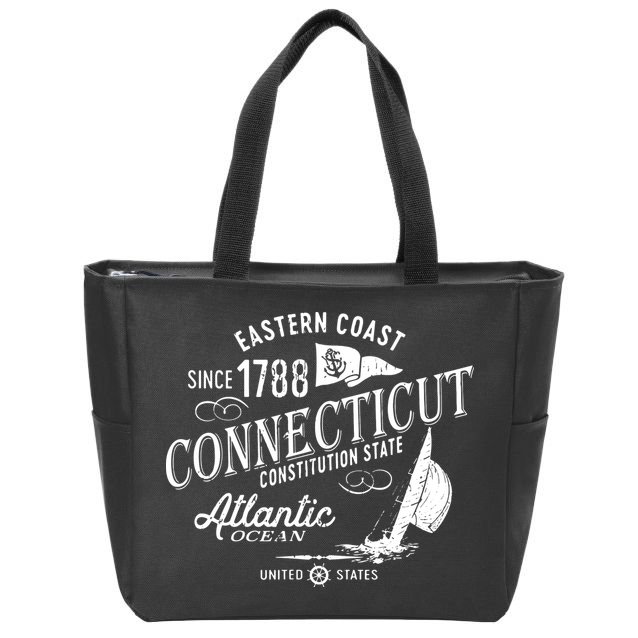 Connecticut Ct Vintage Nautical Sailing Design Zip Tote Bag
