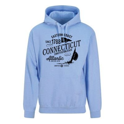 Connecticut Ct Vintage Nautical Sailing Design Unisex Surf Hoodie