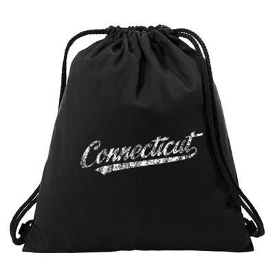 Connecticut Ct Vintage Sports Script Drawstring Bag