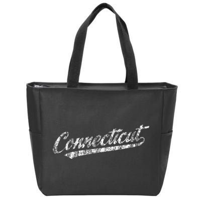 Connecticut Ct Vintage Sports Script Zip Tote Bag