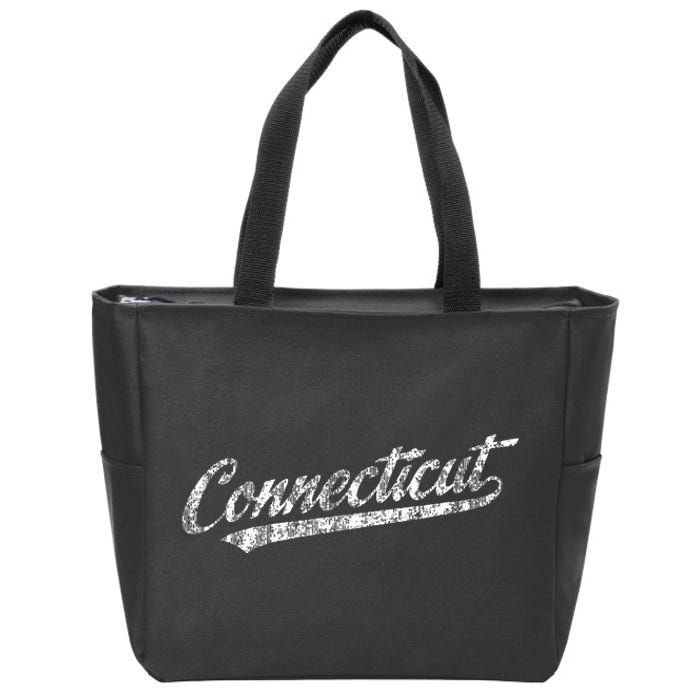 Connecticut Ct Vintage Sports Script Zip Tote Bag