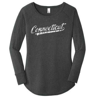 Connecticut Ct Vintage Sports Script Retro Women's Perfect Tri Tunic Long Sleeve Shirt