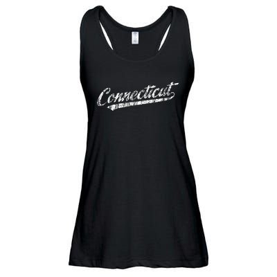 Connecticut Ct Vintage Sports Script Retro Ladies Essential Flowy Tank