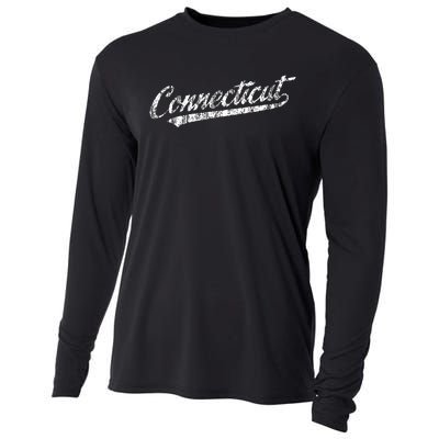 Connecticut Ct Vintage Sports Script Retro Cooling Performance Long Sleeve Crew