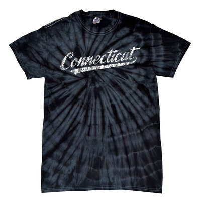 Connecticut Ct Vintage Sports Script Retro Tie-Dye T-Shirt