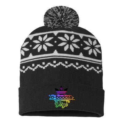 Cool Colorful Virgo Badass Zodiac Sign USA-Made Snowflake Beanie