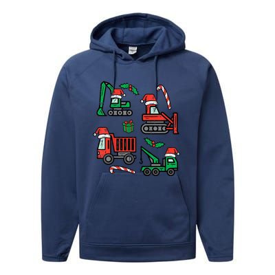 Christmas Construction Vehicles Truck Xmas Performance Fleece Hoodie