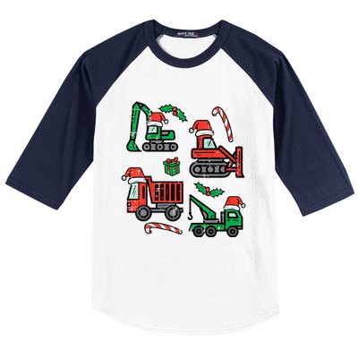 Christmas Construction Vehicles Truck Xmas Baseball Sleeve Shirt