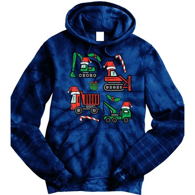 Christmas Construction Vehicles Truck Xmas Tie Dye Hoodie