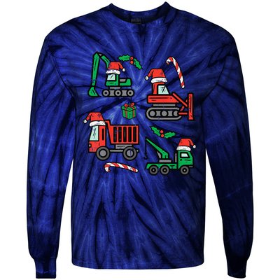 Christmas Construction Vehicles Truck Xmas Tie-Dye Long Sleeve Shirt