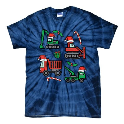 Christmas Construction Vehicles Truck Xmas Tie-Dye T-Shirt