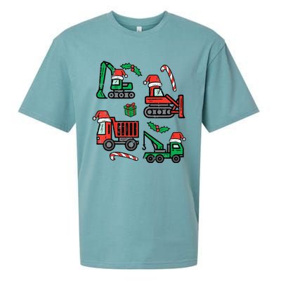 Christmas Construction Vehicles Truck Xmas Sueded Cloud Jersey T-Shirt