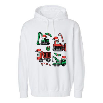 Christmas Construction Vehicles Truck Xmas Garment-Dyed Fleece Hoodie