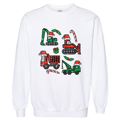 Christmas Construction Vehicles Truck Xmas Garment-Dyed Sweatshirt