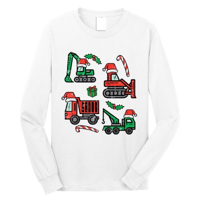 Christmas Construction Vehicles Truck Xmas Long Sleeve Shirt