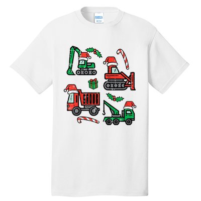 Christmas Construction Vehicles Truck Xmas Tall T-Shirt