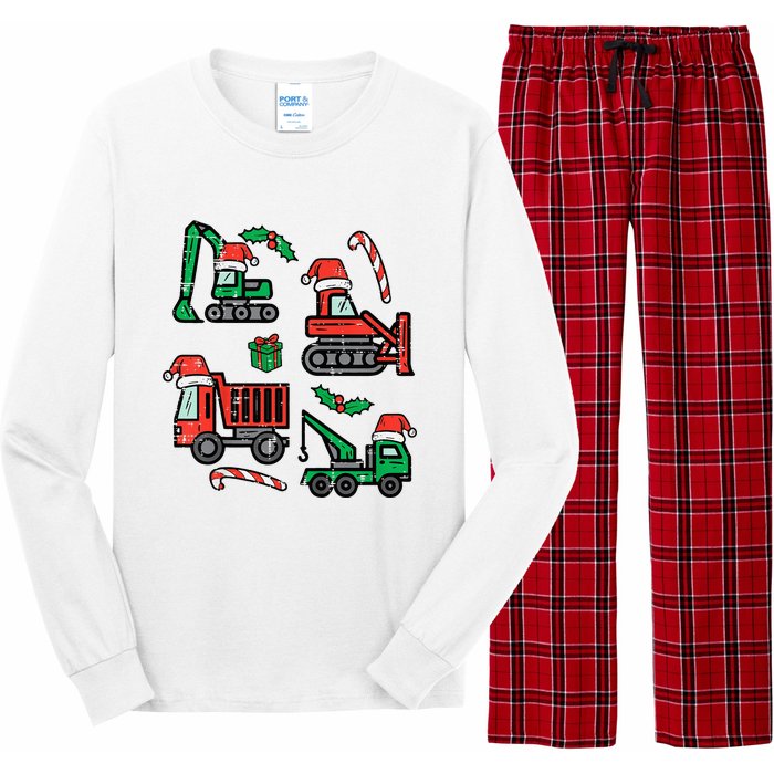 Christmas Construction Vehicles Truck Xmas Long Sleeve Pajama Set