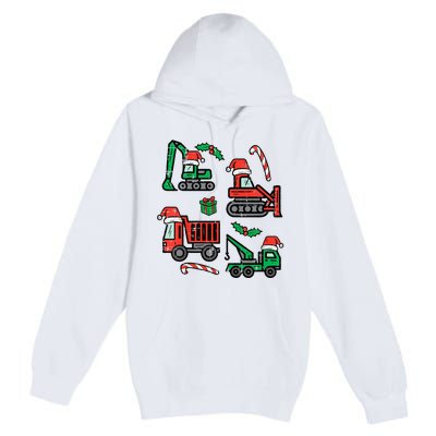 Christmas Construction Vehicles Truck Xmas Premium Pullover Hoodie