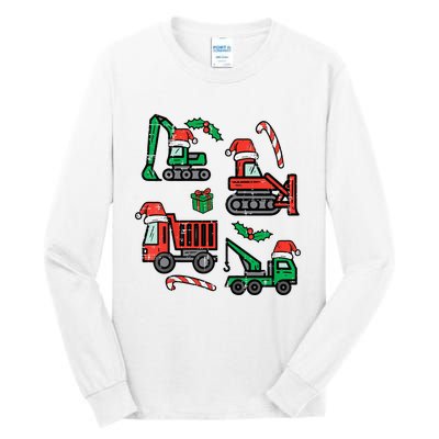 Christmas Construction Vehicles Truck Xmas Tall Long Sleeve T-Shirt