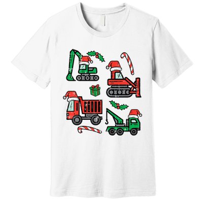 Christmas Construction Vehicles Truck Xmas Premium T-Shirt