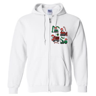 Christmas Construction Vehicles Truck Xmas Full Zip Hoodie