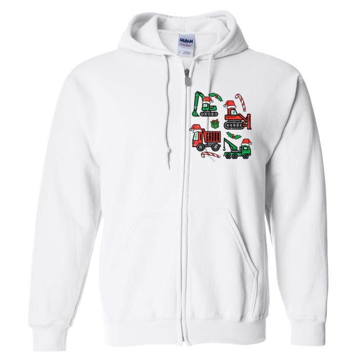 Christmas Construction Vehicles Truck Xmas Full Zip Hoodie