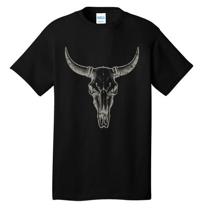 Cowgirl Cowboy Vintage Women Western Cow Skull Tall T-Shirt