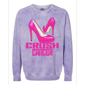 Crush Cancer With Pink Heels Colorblast Crewneck Sweatshirt