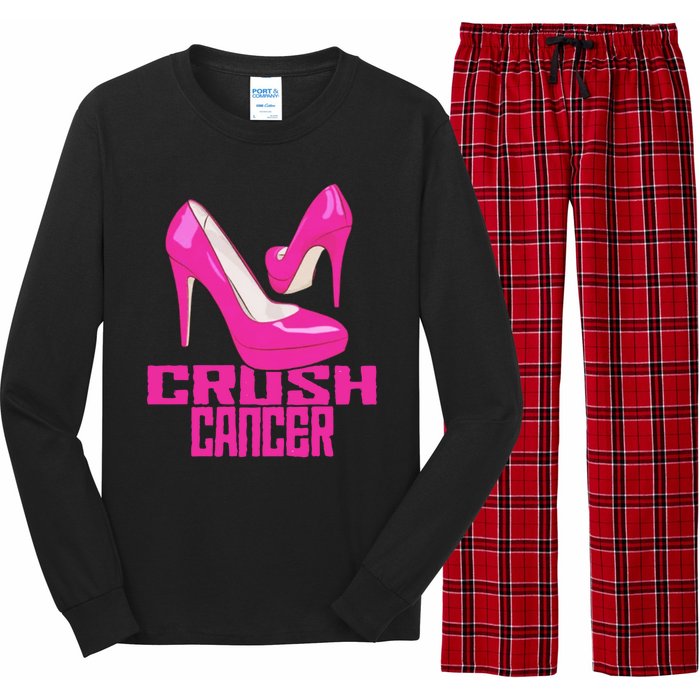 Crush Cancer With Pink Heels Long Sleeve Pajama Set