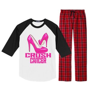 Crush Cancer With Pink Heels Raglan Sleeve Pajama Set