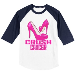 Crush Cancer With Pink Heels Baseball Sleeve Shirt