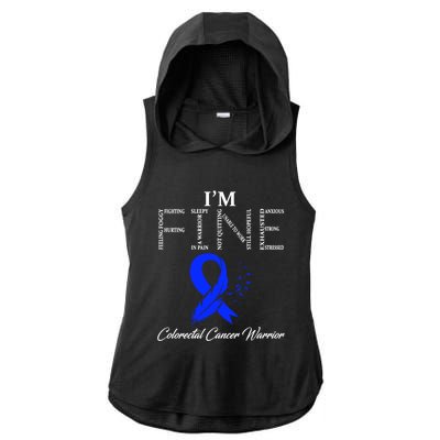 Colorectal Cancer Warrior I'm Fine Gift Ladies PosiCharge Tri-Blend Wicking Draft Hoodie Tank