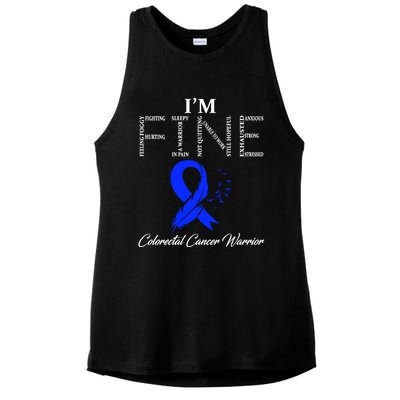 Colorectal Cancer Warrior I'm Fine Gift Ladies PosiCharge Tri-Blend Wicking Tank