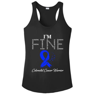 Colorectal Cancer Warrior I'm Fine Gift Ladies PosiCharge Competitor Racerback Tank