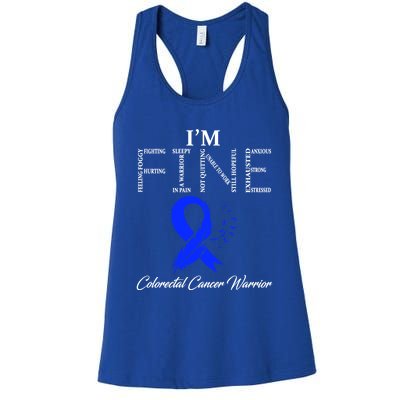 Colorectal Cancer Warrior I'm Fine Gift Women's Racerback Tank