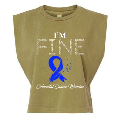 Colorectal Cancer Warrior I'm Fine Gift Garment-Dyed Women's Muscle Tee