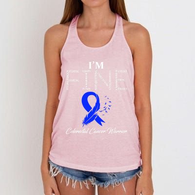 Colorectal Cancer Warrior I'm Fine Gift Women's Knotted Racerback Tank