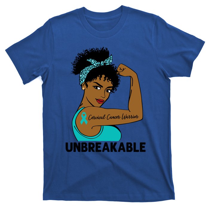 Cervical Cancer Warrior Black Unbreakable Awareness Meaningful Gift T-Shirt