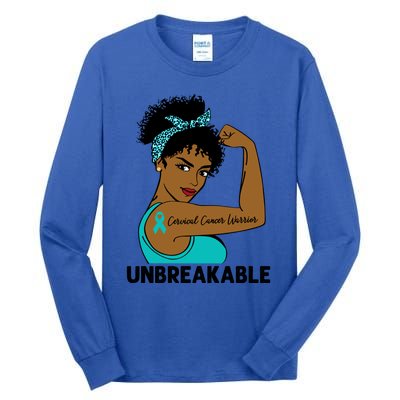 Cervical Cancer Warrior Black Unbreakable Awareness Meaningful Gift Tall Long Sleeve T-Shirt