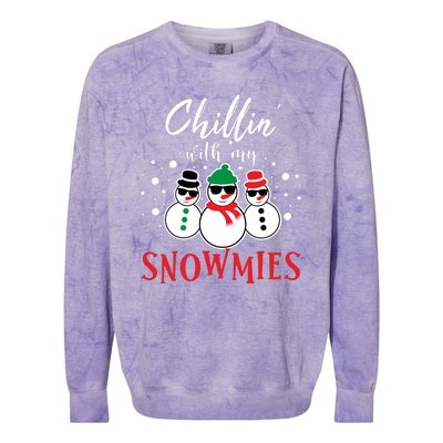 Christmas Chillin With My Snowmies Cool Snowman Colorblast Crewneck Sweatshirt