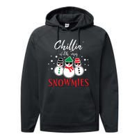 Christmas Chillin With My Snowmies Cool Snowman Performance Fleece Hoodie